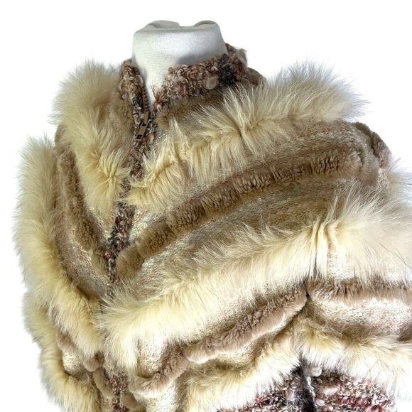Vintage Handmade in Canada Wool Beaver Fur Luxury Zip up Cardigan Aspen Sweater - Picture 3 of 6